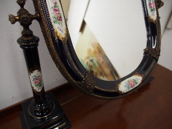 Antique Italian Painted Porcelain Table Top Mirror