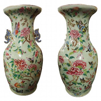 Pair of Family Rose Porcelain Vases