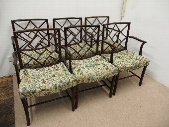 Antique Set of 6 George III Style Cockpen Armchairs