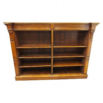 Double Fronted Oak Open Bookcase