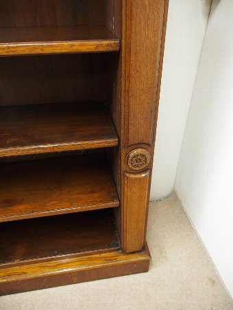 Antique Double Fronted Oak Open Bookcase