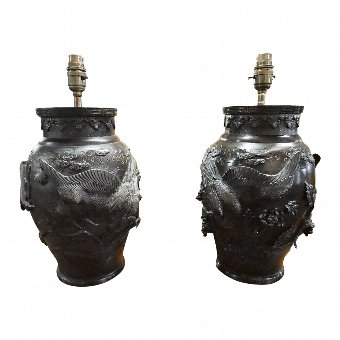 Pair of Japanese Bronze Vases