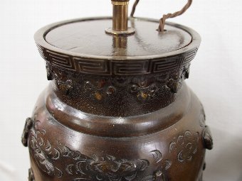 Antique Pair of Japanese Bronze Vases