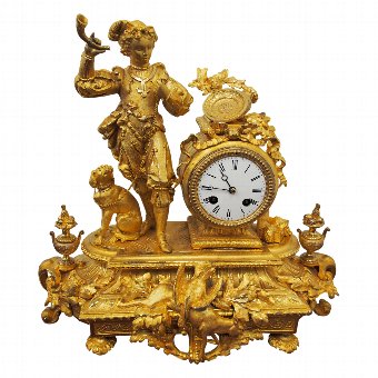 Antique French Gilded Mantle Clock