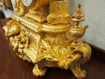 Antique French Gilded Mantle Clock
