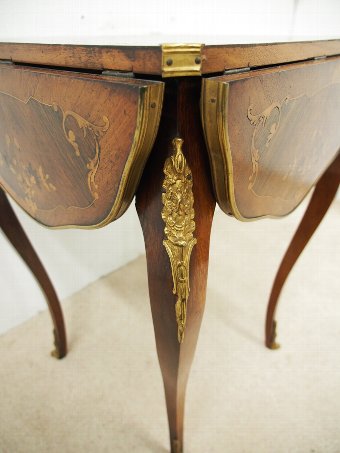 Antique Late Victorian Walnut and Marquetry Inlaid Folding Card Table
