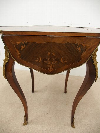 Antique Late Victorian Walnut and Marquetry Inlaid Folding Card Table