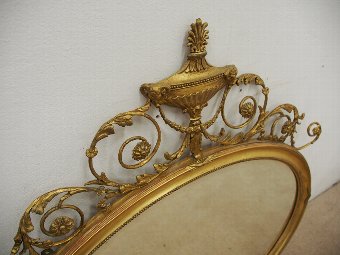 Antique George III Style Gilt Oval Overmantel Mirror