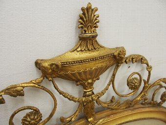 Antique George III Style Gilt Oval Overmantel Mirror