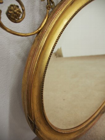Antique George III Style Gilt Oval Overmantel Mirror