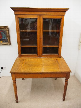 Antique Oak Clerk’s Desk with Cabinet Top