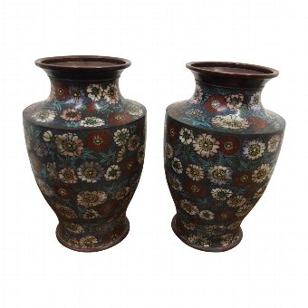 Pair of Chinese Champlevé Vases