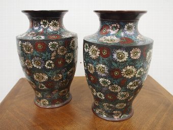 Antique Pair of Chinese Champlevé Vases