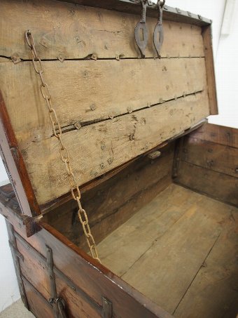 Antique Iron Banded Hardwood Trunk