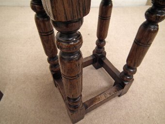 Antique Jacobean Style Nest of 3 Oak Tables