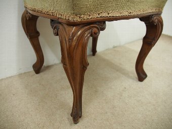 Antique Victorian Carved Walnut Cabriole Stool