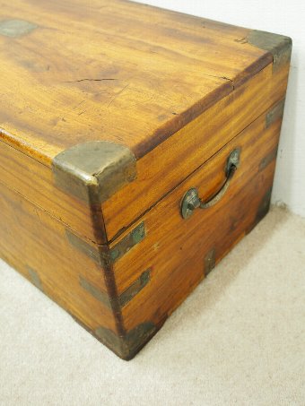 Antique Victorian Military Camphor Wood Trunk