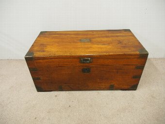 Antique Victorian Military Camphor Wood Trunk