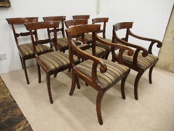 Antique Set of 8 George III Mahogany Dining Chairs