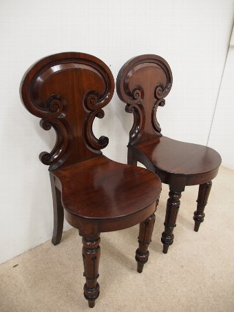 Antique Pair of Mahogany Regency Hall Chairs