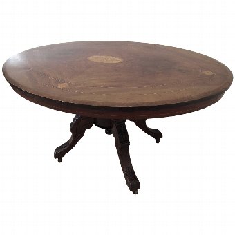 Victorian Inlaid and Figured Walnut Coffee Table