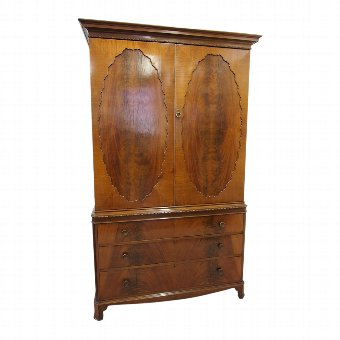 George III Style Mahogany 2 Door Linen Press