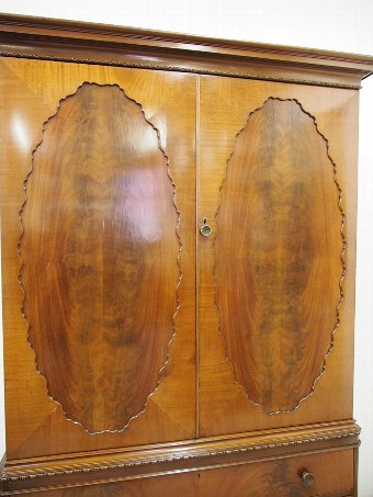 Antique George III Style Mahogany 2 Door Linen Press