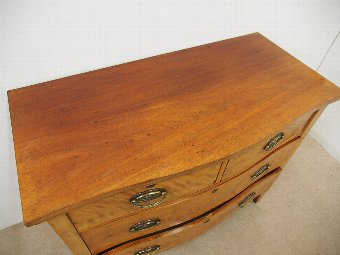 Antique Satin Birch Serpentine Chest of Drawers