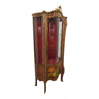 Antique French Kingwood and Vernis Martin Vitrine Cabinet