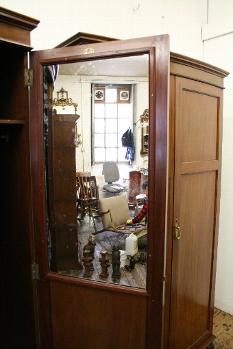 Antique Pair of Georgian Style Bow Fronted Mahogany Wardrobes by Maple & Co