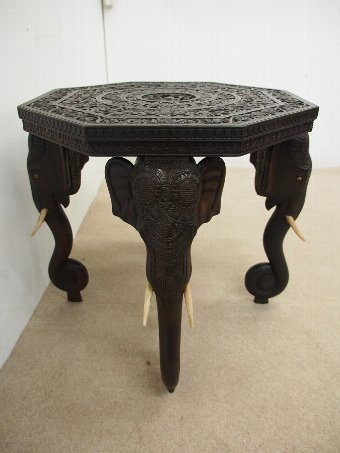 Antique Indian Carved Hardwood Occasional Table 