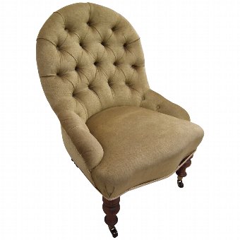 Victorian Button Back Walnut Low Chair