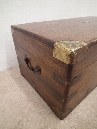 Antique Brass Bound Solid Camphor Campaign Chest