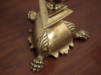 Antique Pair of Cast Brass Candle Sticks