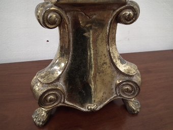 Antique Pair of Cast Brass Candle Sticks