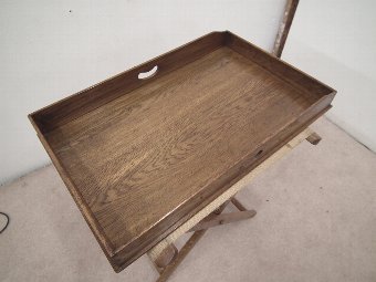 Antique Edwardian Oak Butlers Tray and Stand