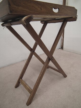 Antique Edwardian Oak Butlers Tray and Stand