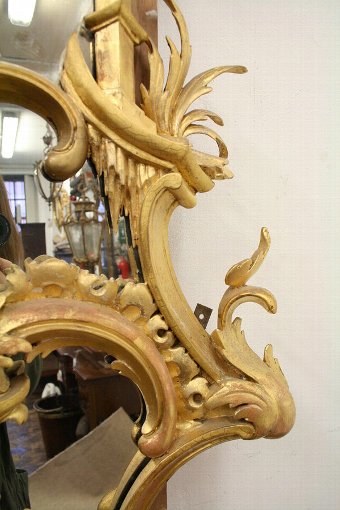 Antique Victorian Chippendale Style Gilt Overmantel Mirror