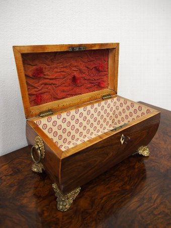 Antique Regency Rosewood and String Inlay Tea Caddy