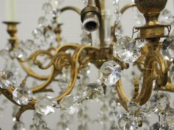 Antique French Crystal and Ormolu Chandelier