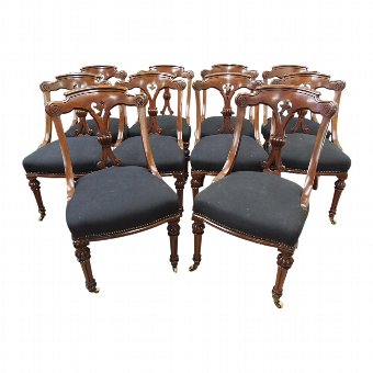Set of 10 Victorian Mahogany Dining Chairs