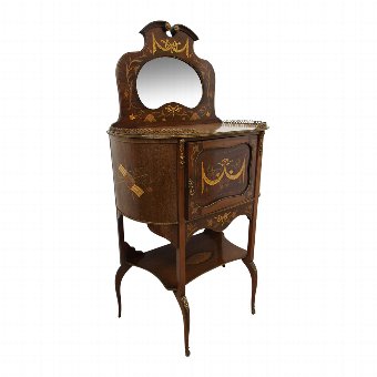 Victorian Marquetry Inlaid Mirror Back Cabinet