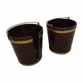 Pair of Brass Bound Mahogany Buckets