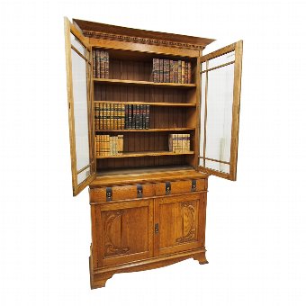 Art Nouveau Oak Cabinet Bookcase