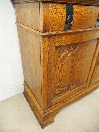 Antique Art Nouveau Oak Cabinet Bookcase