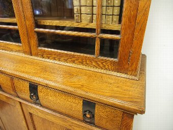 Antique Art Nouveau Oak Cabinet Bookcase