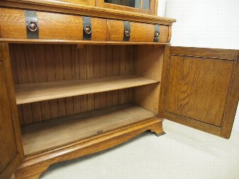 Antique Art Nouveau Oak Cabinet Bookcase