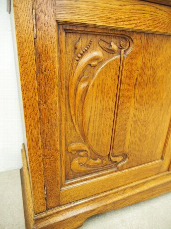 Antique Art Nouveau Oak Cabinet Bookcase