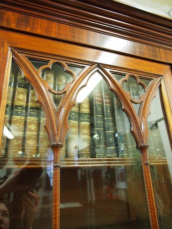 Antique Gothic Style Mahogany Cabinet Bookcase
