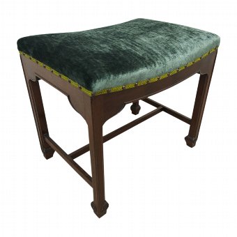 Georgian Style Mahogany Stool with Green Velvet
